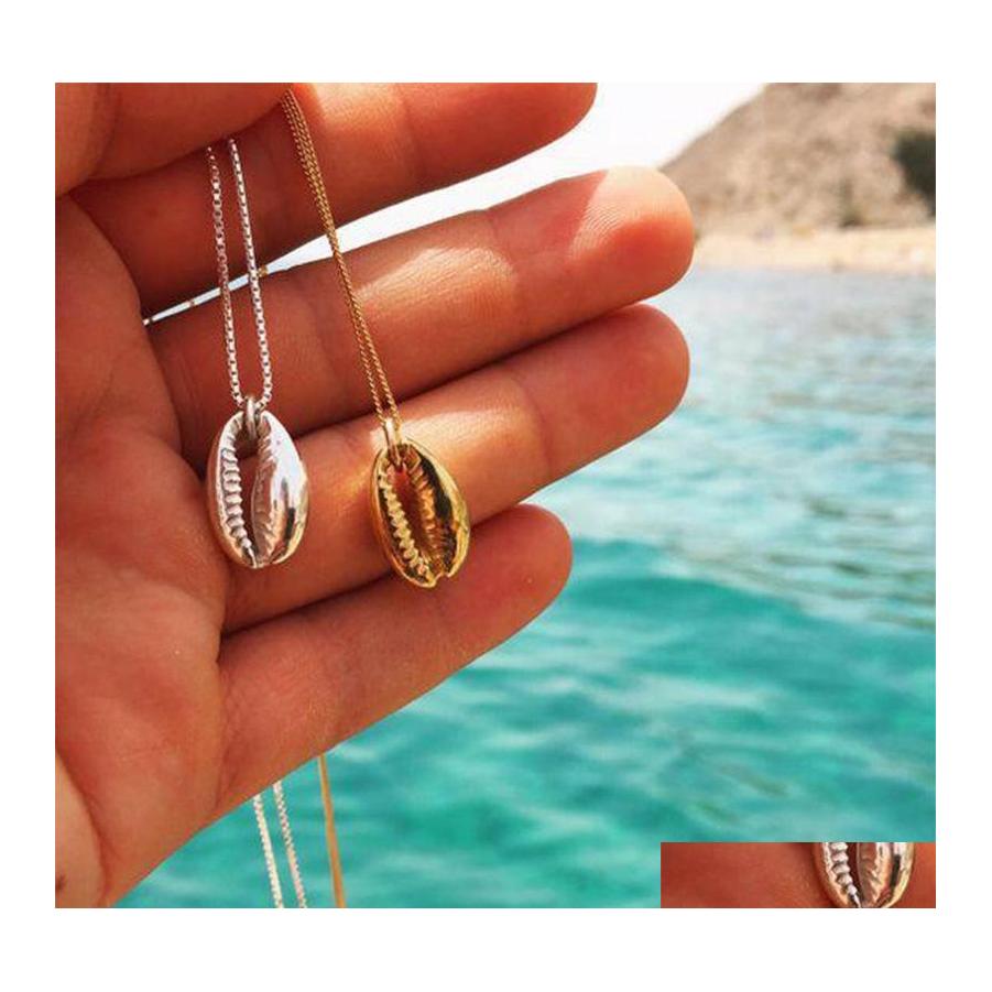 

Pendant Necklaces Fashion Sea Beach Boho Shells For Women Bohemian Gold Sier Charm Chains Simple Jewelry Gift Drop Delivery Pendants Ott1M