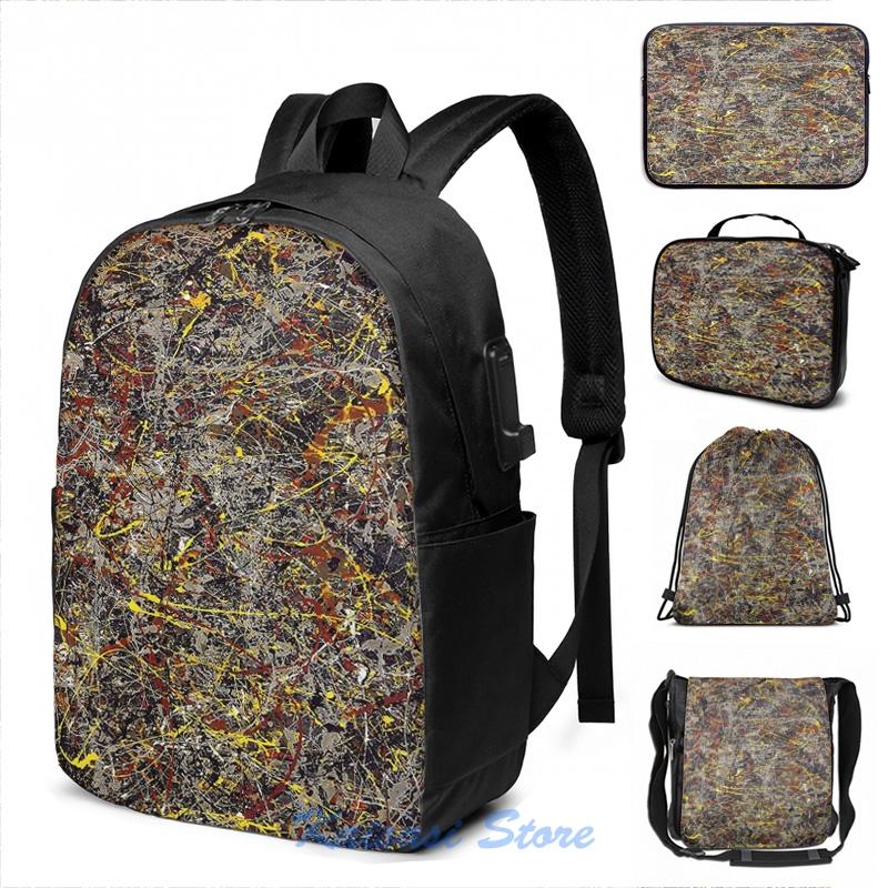 

Backpack Funny Graphic Print No 5 By Jackson Pollock USB Charge Men School Bags Women Bag Travel Laptop, Drawstring bag