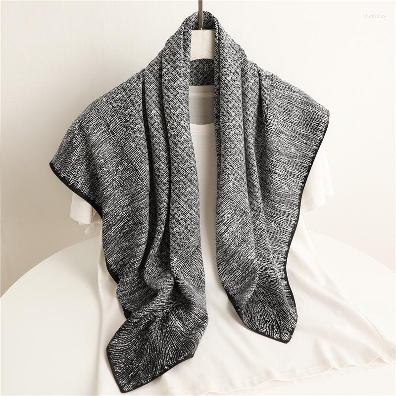

Scarves Large Square Scarf Plaid 90cm Versatile Decorative Dark Simple Shawls For Women