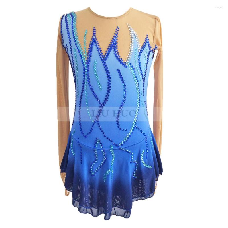 

Stage Wear LIUHUO Women Girl Ice Figure Skating Dress Competition Performance Costume Dance Leotard Roller Adult Teen Ballet Blue Children