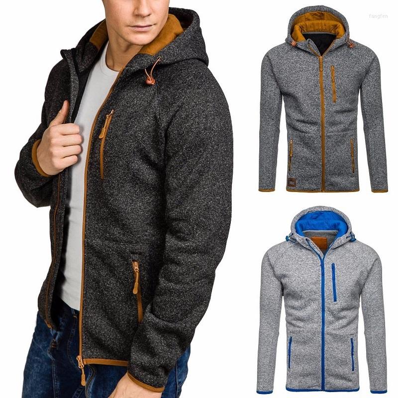 

Men's Hoodies ZOGAA Style Mens Casual Cardigan Hooded Round Neck Long Sleeve Zipper Cation Sweater All-match Fashion Simplicity Sweatshirt, Black grey