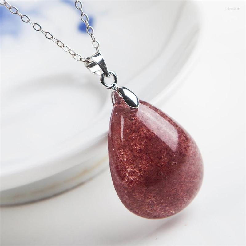 

Pendant Necklaces Genuine Natural Strawberry Quartz 27 20 9mm Red Water Drop Bead Healing Crystal Necklace