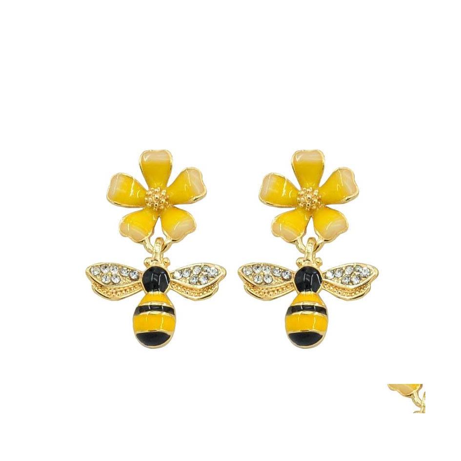 

Stud Fashion Jewelry Flower Bee Earrings Eardrop Dangle Drop Delivery Dh62I