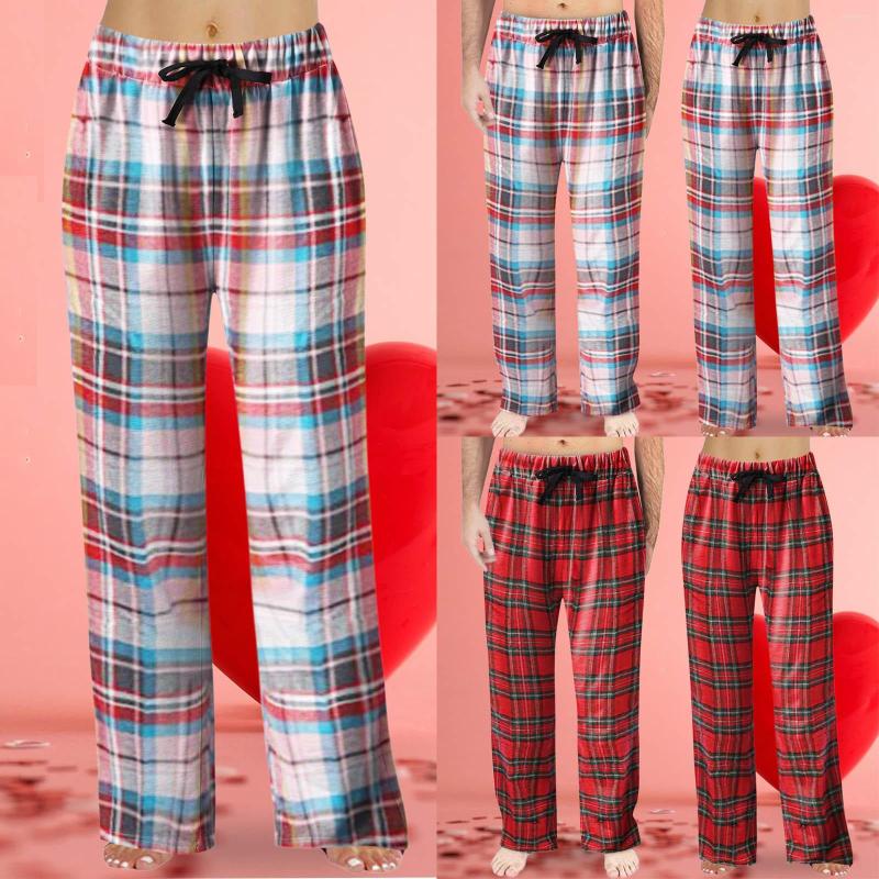 

Women' Sleepwear Women' Spring Fashion Casual Plaid Lace Cotton Can Be Worn Outside Running Pants In Bulk Loose Fitting For Women, Black-3