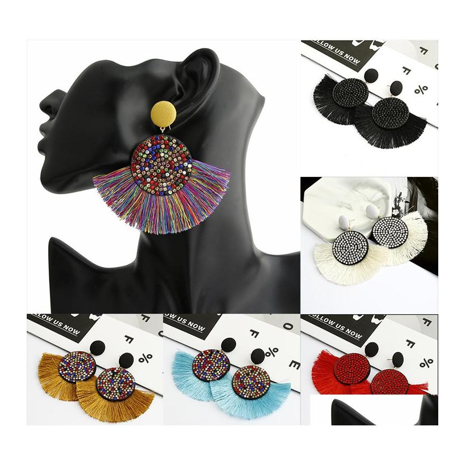

Dangle Chandelier Bohemian Luxury Crystal Fanshaped Drop Earrings For Women Exaggerated Large Geometric Tassel Pendant Dangler Han Ot8Cf