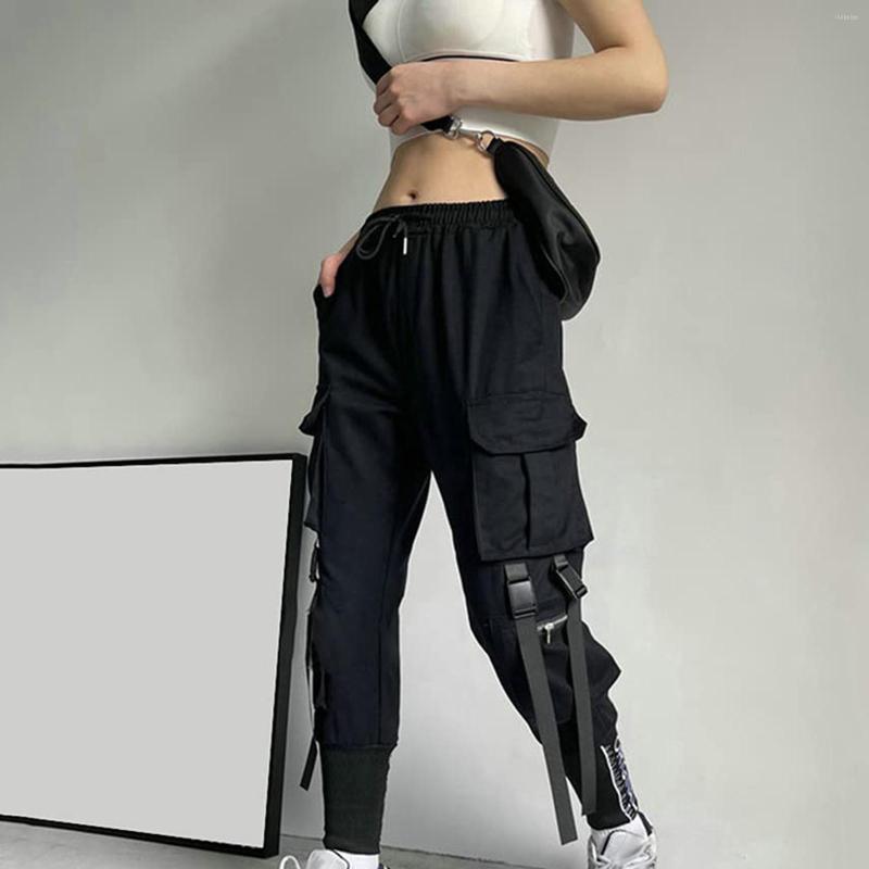 

Women' Pants Wide For Women Cargo Hip Hop Jogger Punk Trousers With Multiple Pockets Trouser Plus Size, Black