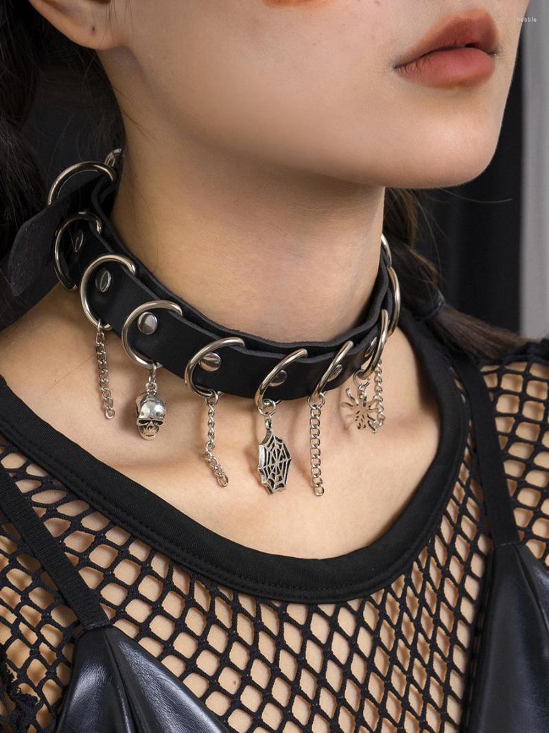 

Chains Necklaces For Women 2023 Jewelry Exaggerated Harajuku Wind Skull Easter Black Chocker Halloween Cobweb Necklace Bridesmaid Gift