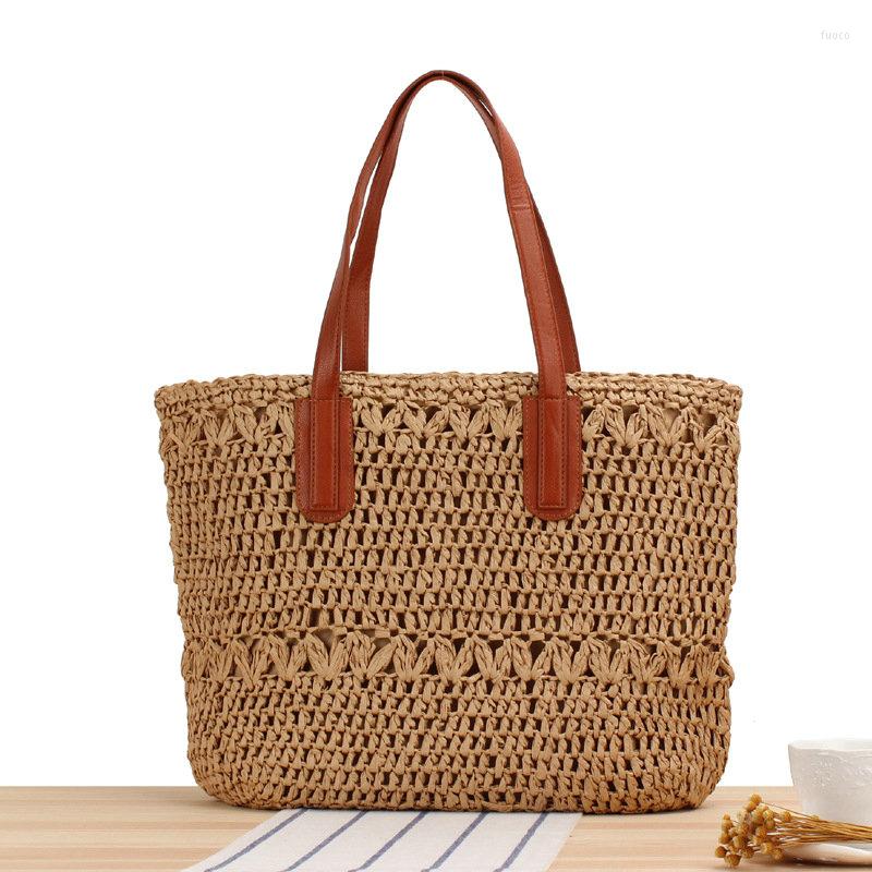 

Evening Bags Summer Trend Straw Color Handbags For Women 2023 Designer Luxury Zipper Matching Tote Bag, Beige