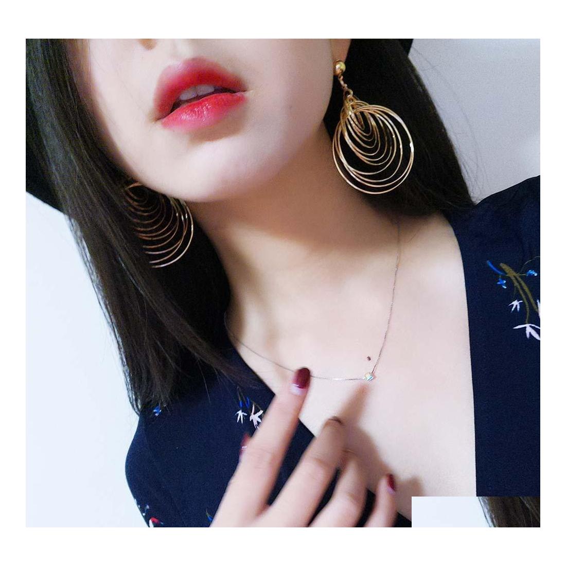 

Stud Fashion Jewelry Mtilayer Metal Circle Long Exaggerated Earrings Lady Dangle Drop Delivery Dhaxv