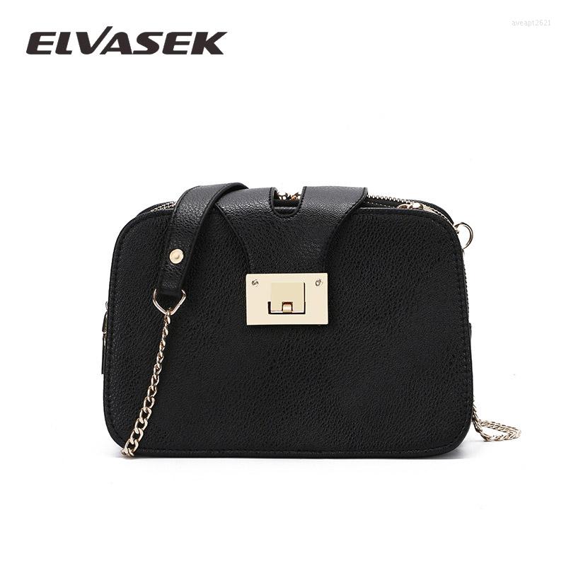 

Evening Bags ELVASEK Autumn Women Shoulder Bag 2023 Chain Strap Flap Designer Handbags With Metal Buckle Clutch Ladies Messenger, Photo color
