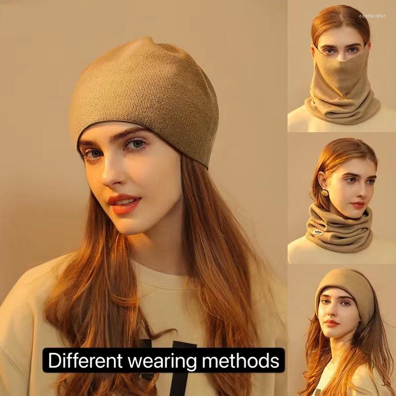 

Berets Lovely Knitted Blend Hats Beanies For Women Fashion Winter All-match Solid Knit Caps Casual Ladies Infinity Scarf Headband, Beige