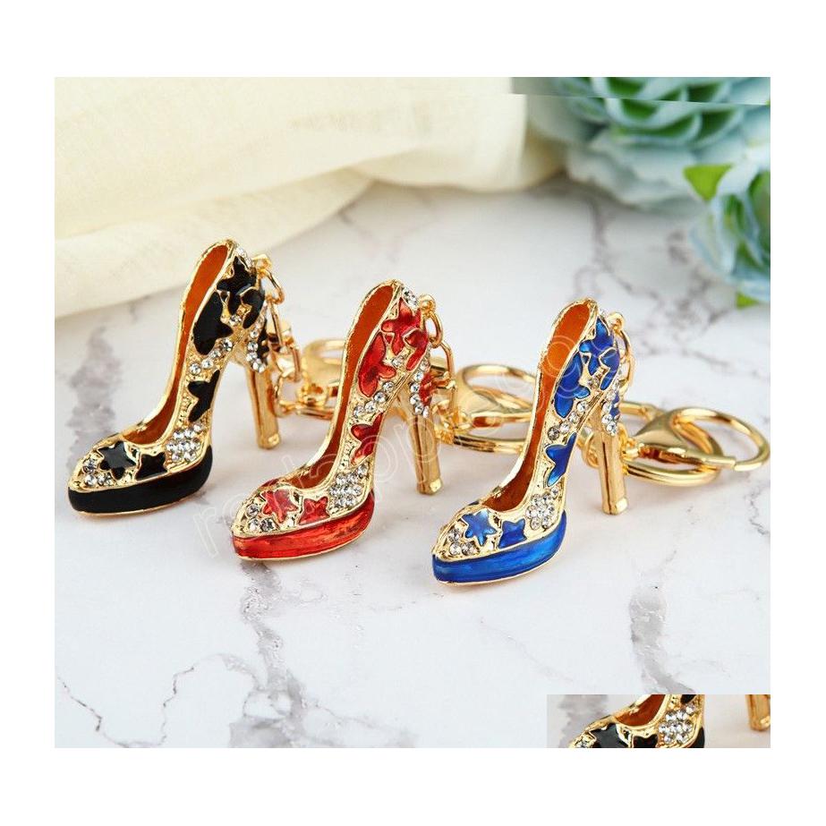 

Key Rings High Heel Shoe Keychain Rhinestone Crystal Car Chain Bag Decorative Keyring Trinket Women Girls Birthday Christmas Gifts D Dh6Ug