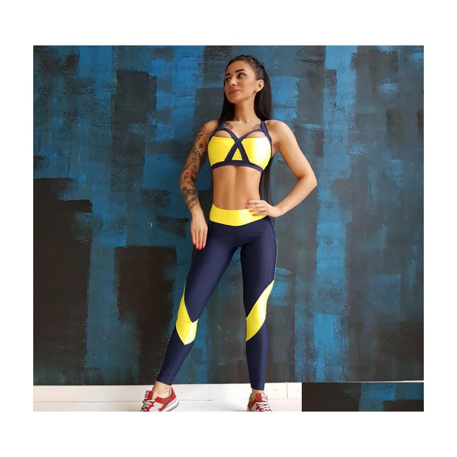 

Yoga Outfits Women Sexy 2 Pieces Set Sport Suits Gym Fitness Workout Clothing Shoder Strap Sportswear Running Slim Tracksuit Drop De Dhtk3, As picture show