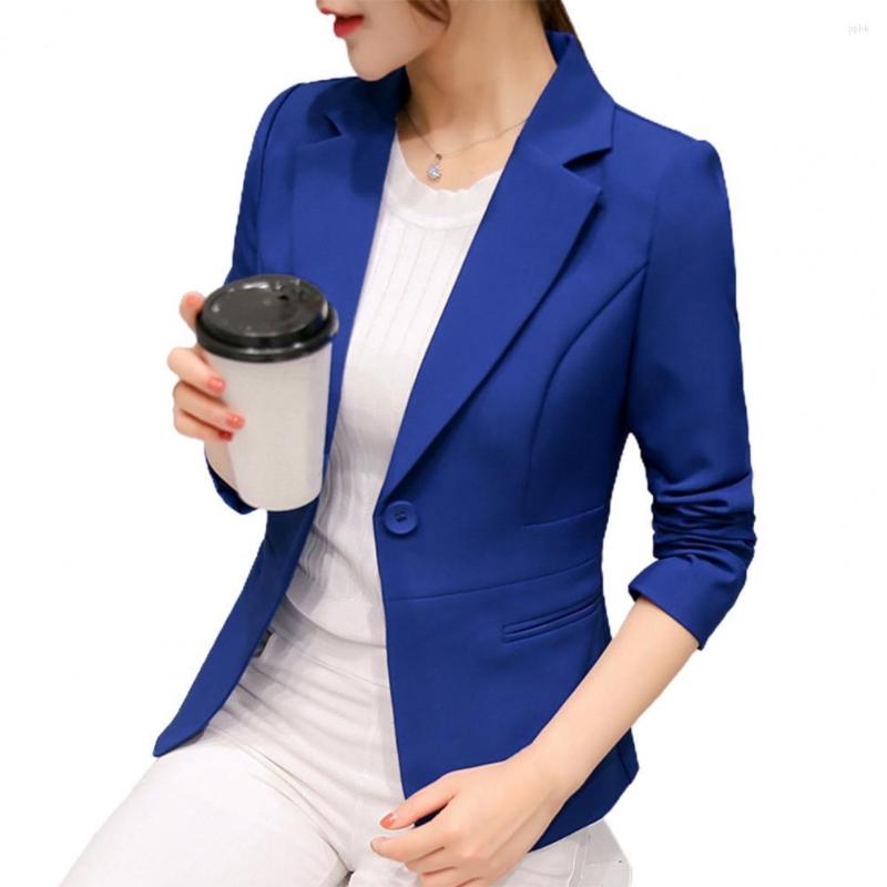 

Women' Suits Office Lady Blazer Solid Color One Button Jacket Autumn Turndown Collar Pockets Coat Casual Business, Pink