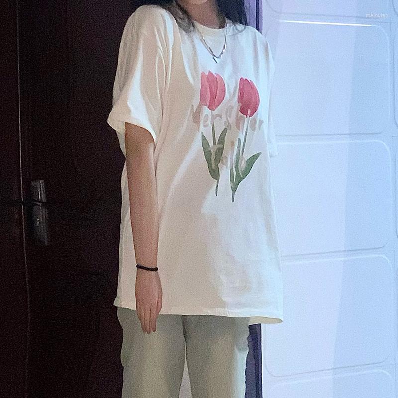 

Women's T Shirts Loose TShirts Women Summer 2023 Tulip Pattern Short Sleeved Harajuku T-Shirt For Sweet Girl, Apricot t-shirt