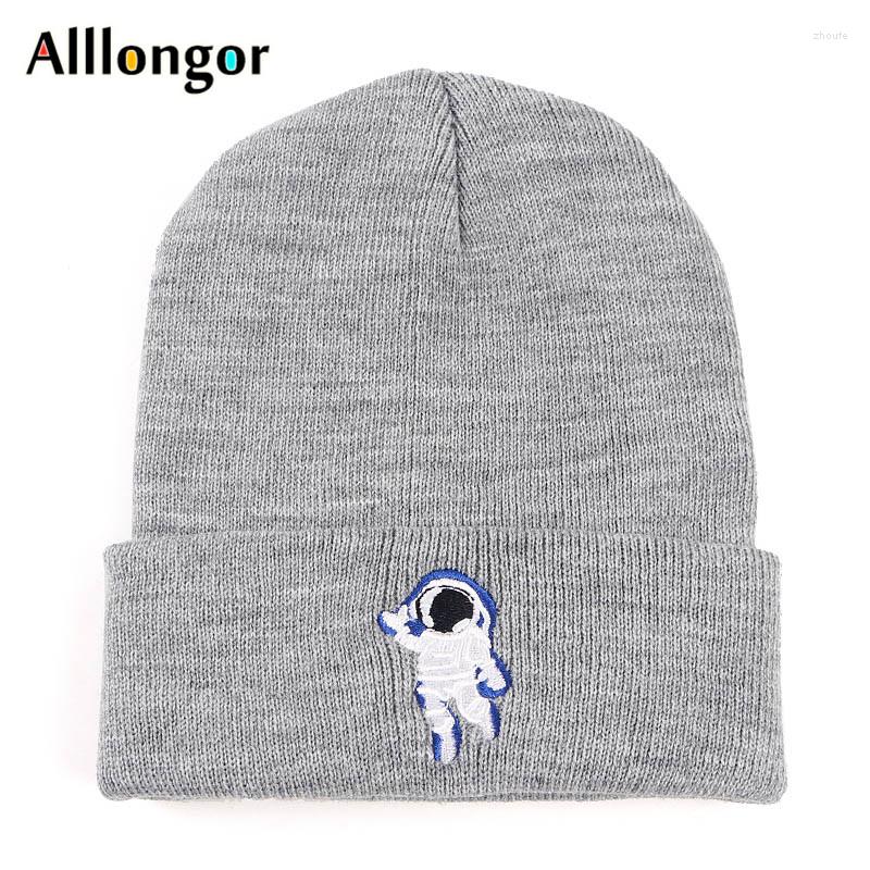 

Berets Unisex Beanie 2023 Autumn Winter Hat For Women Spaceman Astronaut Embroidery Knitted Skull Cap Hip Hop Skullies Beanies Men, White