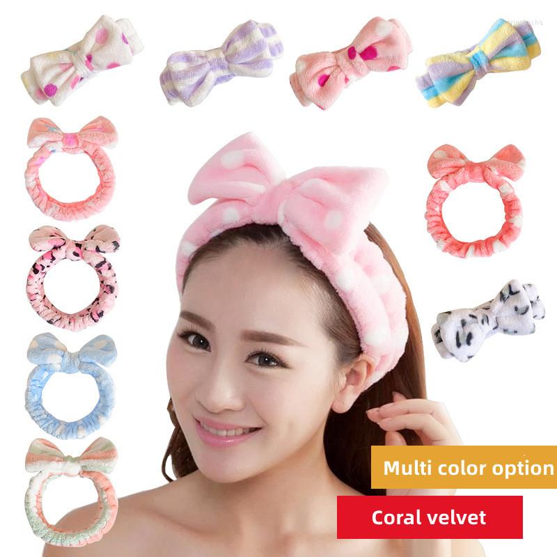 

Makeup Brushes Flannel Cosmetic Headbands Soft Bowknot Elastic Hair Band Hairlace For Washing Face Shower Spa Tools