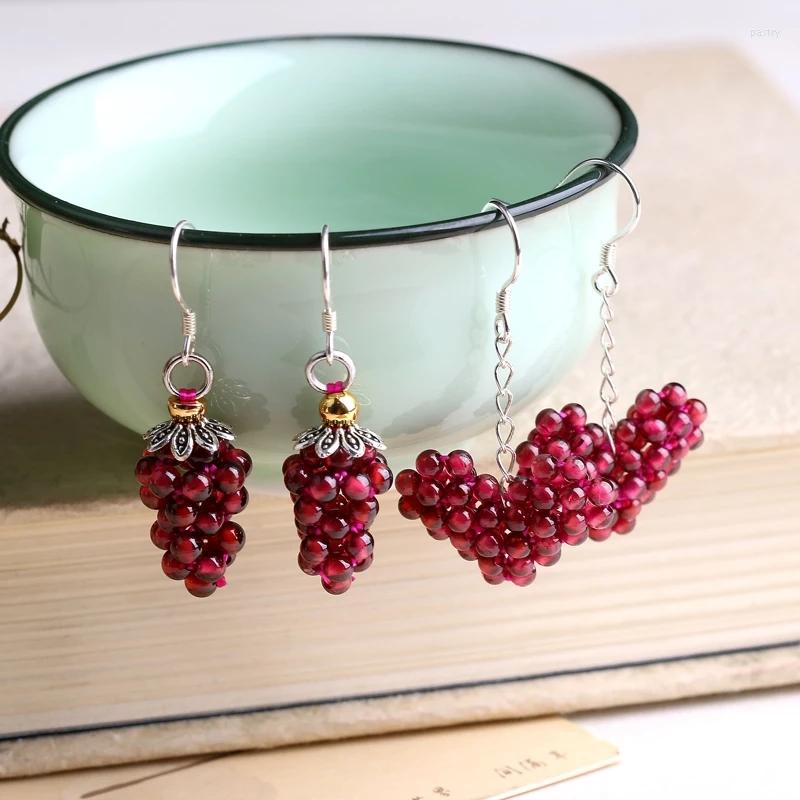 

Stud Earrings One Pair Red Garnet Round Drop And Heart Hook Wholesale Beads FPPJ
