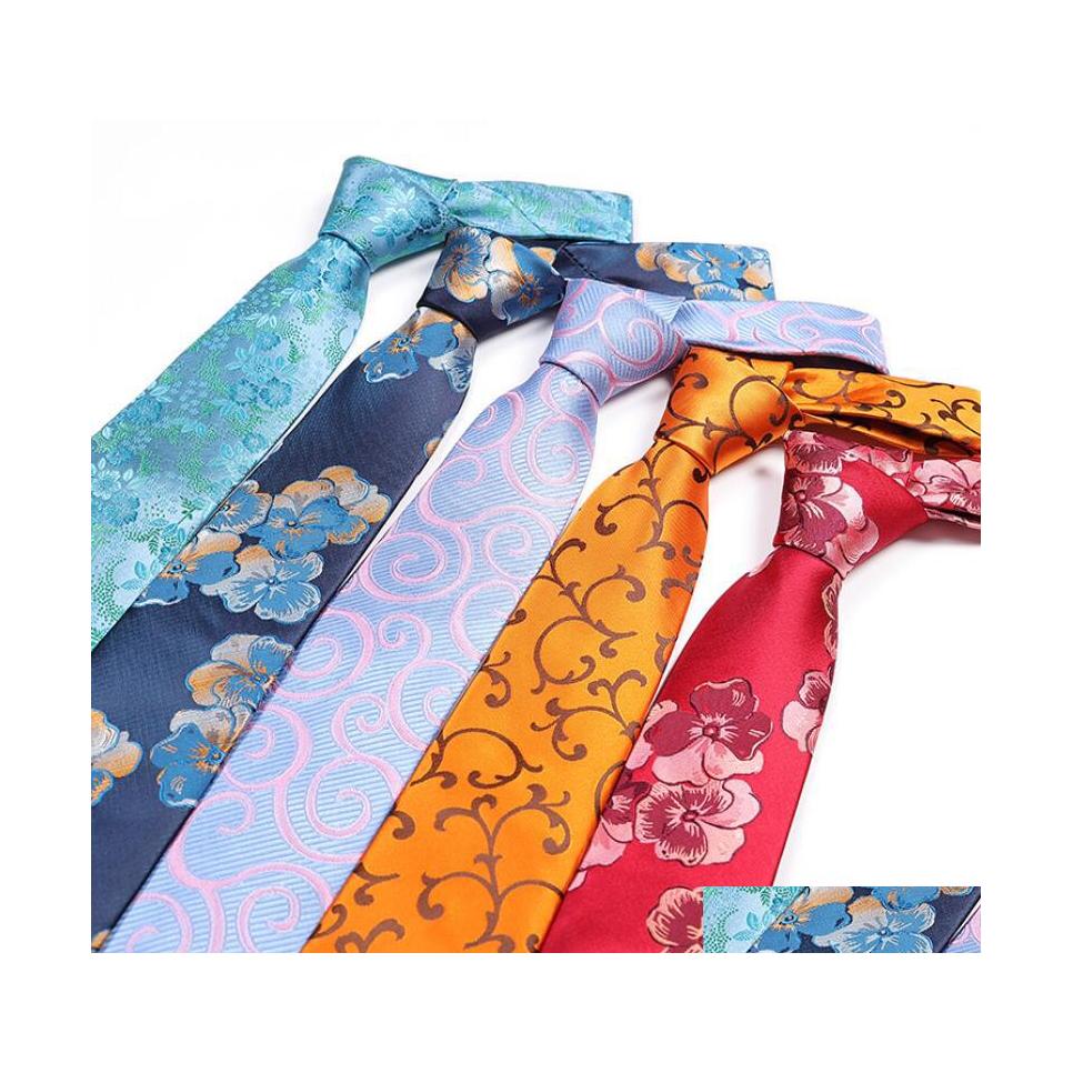 

Neck Ties Flower Mticolor Mens Polyester Jacquard Wedding Necktie Party Gift Daily Accessories Drop Delivery Fashion Otlm3