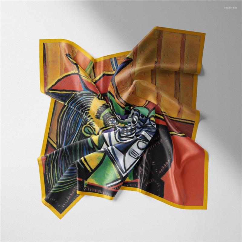 

Scarves 53cm Picasso Crying Woman Painting Luxury Silk Scarf Bandana Headband Fashion Hijab For Bags Adult Muslim Neckerchief