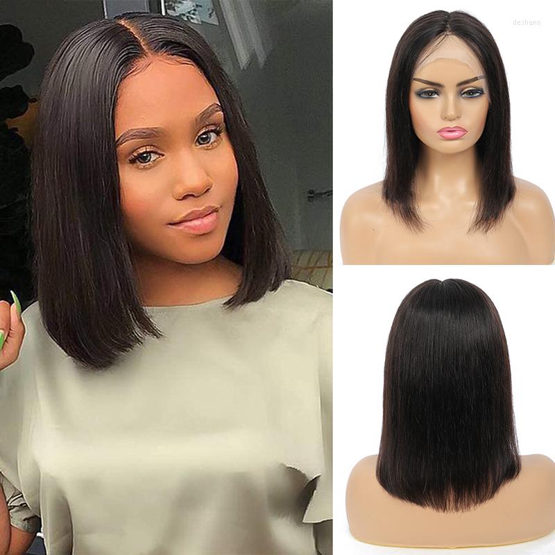 

Brazilian Straight Short Bob Lace Front Wigs 13x1 T Part Human SOKU Middle Pre Plucked Remy 180% Density, Side part wig