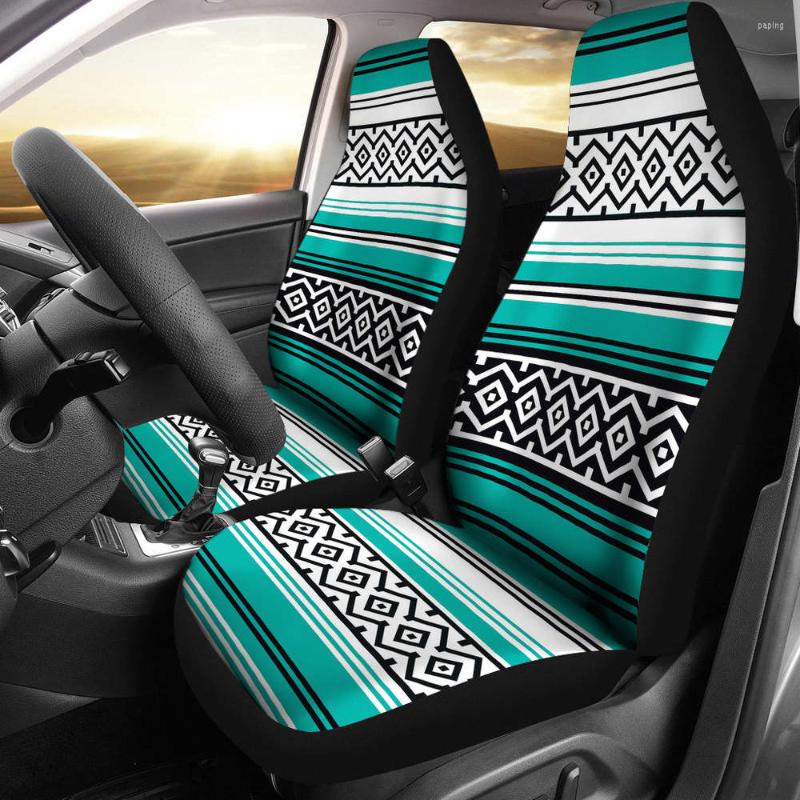 

Car Seat Covers Turquoise Mexican Serape Inspired Pattern B Pack Of 2 Universal Front Protective Cover