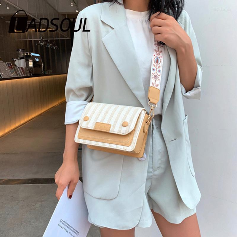 

Evening Bags Ladsoul Summer Wild Single Shoulder Small Flap Bag Fashion Wide Strap Straw Beach Color Diagonal, Green