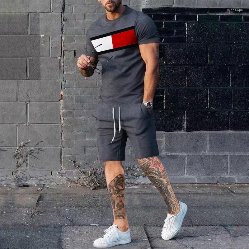 

Men's Tracksuits Short-sleeve Tshirts Set Men Summer Fashion 3d Printed Round Neck T Shirt Pants 2 Piece Outfits Male Streetwear