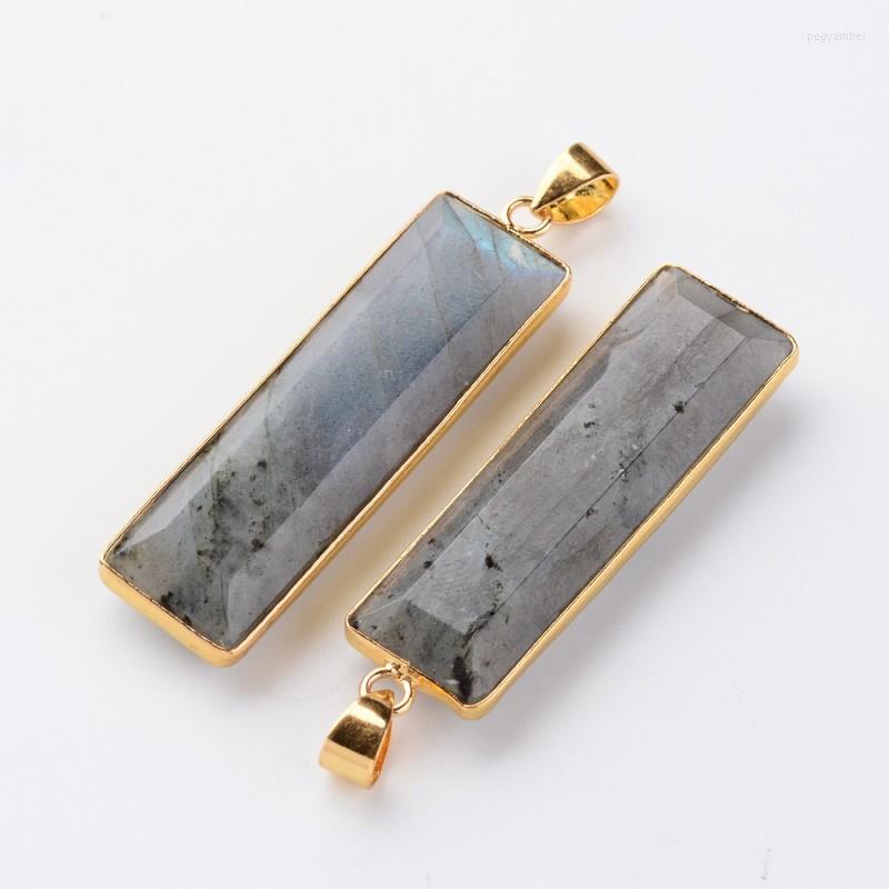 

Pendant Necklaces Pandahall 10pc Faceted Rectangle Natural Labradorite Pendants With Golden Tone Brass Findings DIY Jewelry Making
