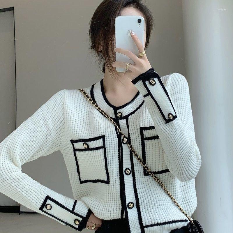 

Women' Knits Cardigan Women Sweater Korean Fashion Autumn O-neck Single Breasted Long Sleeve Casual Basic Soft Knitting Coat, Black