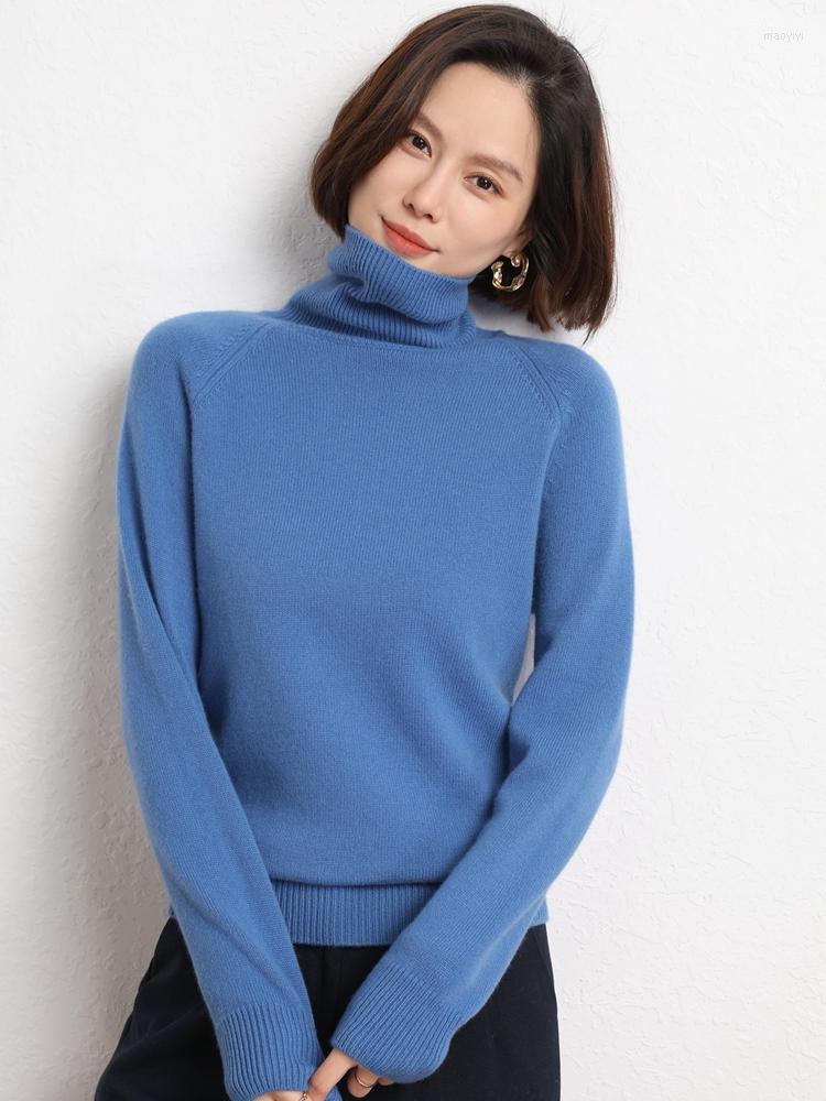 

Women' Sweaters LHZSYY Autumn And Winter Women' Pullover Sweater Turtleneck Ladies Knitted Casual Bottoming Shirt Top Solid Color, Green