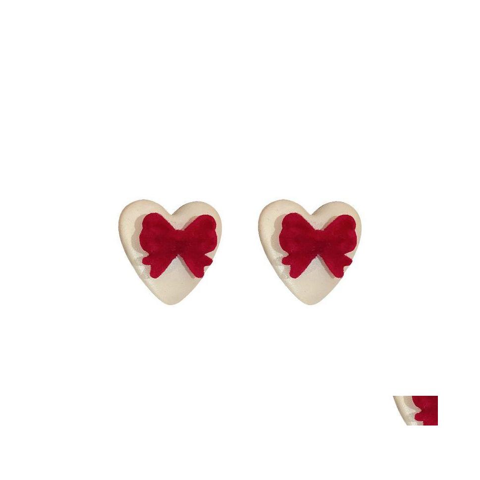 

Stud Korean Flocking Bow Tassel For Women Girl Vintage Imitation Pearl Love Heart Earrings Fashion Jewelry Gift Drop Delivery Otpn3