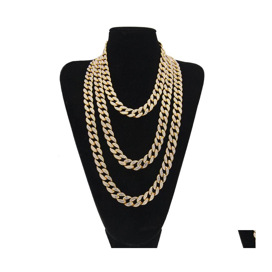 

Chains 15Mm Miami Iced Out Cuban Link Necklaces For Mens Long Thick Heavy Big Hip Hop Women Gold Sier Rapper Jewelry Drop Delivery Pe Otroz