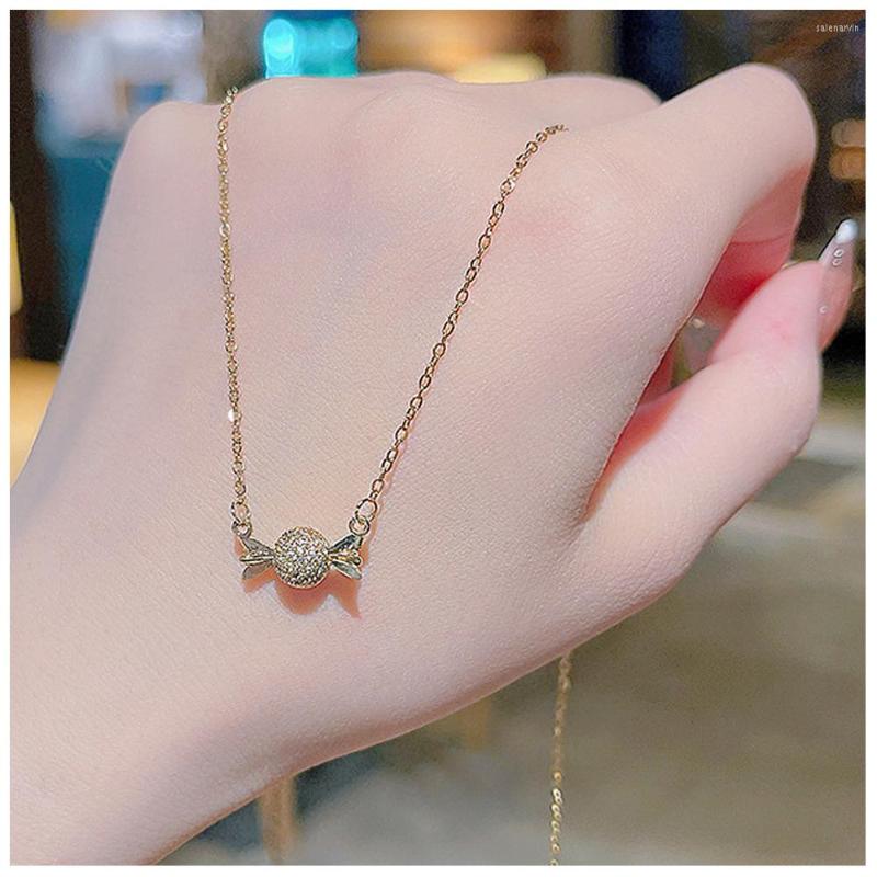 

Chains Exquisite Zircon Candy Pendant Necklace For Women Sweet Simple Lovely Girl Clavicle Chain Charm Ladies Choker Trend Collar Gifts