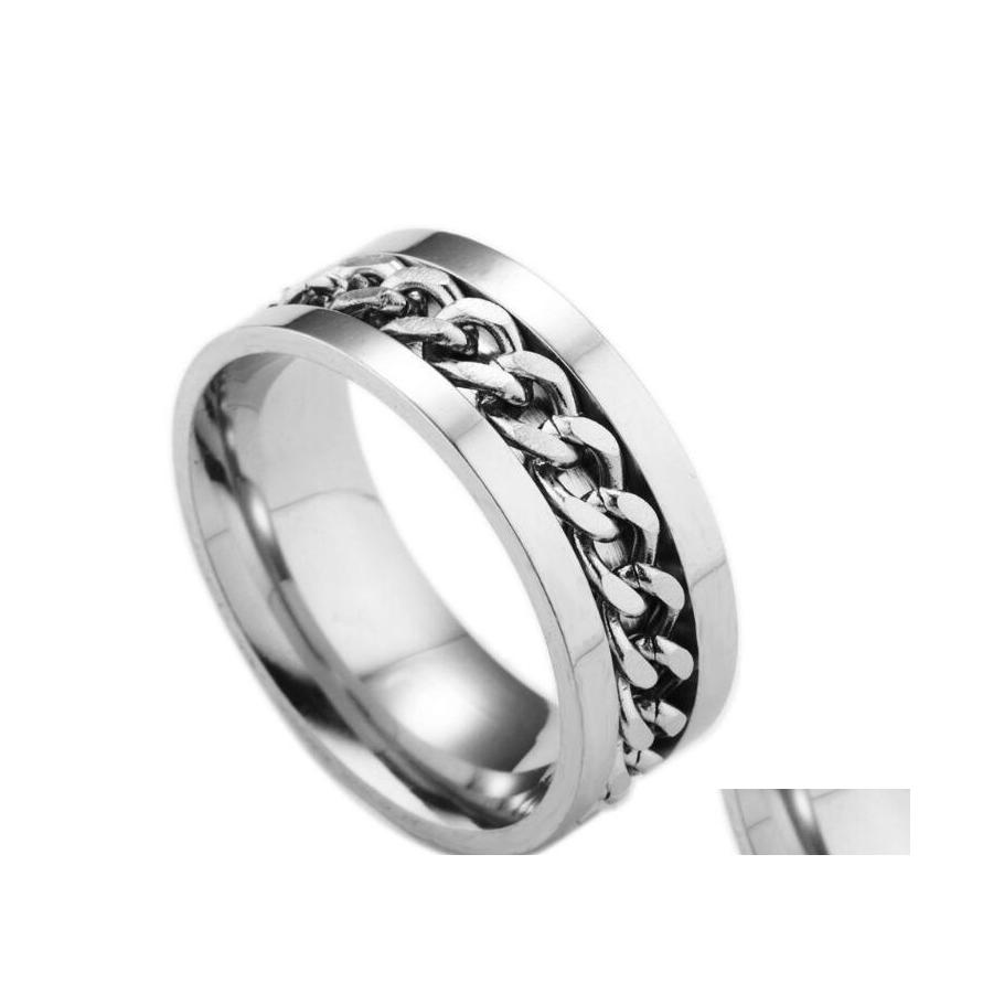 

Band Rings Fashion Jewelry Stainless Steel Ring Chain Rotatable Bottle Opener Drop Delivery Dho6I