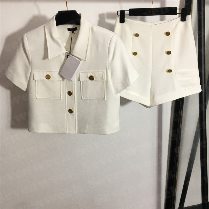 

Womens Fashion Jackets Shorts Sets Letter Buttons Short Sleeve Coats High Waist Short Pants For Female, Black