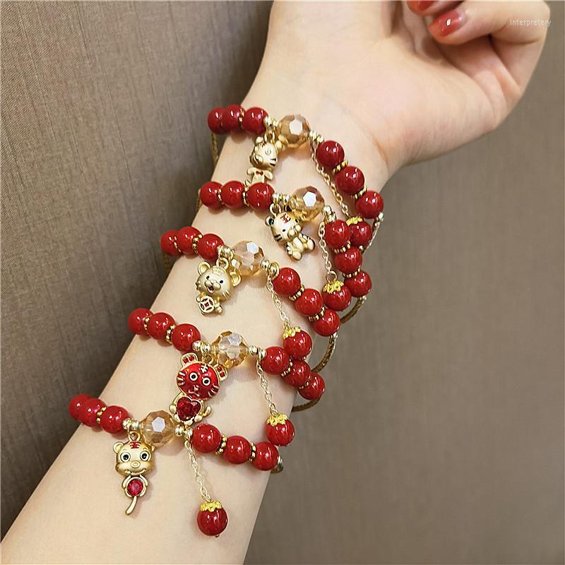 

Strand Beaded Strands 2023 Lucky Yeart Lovely Tiger Charms Bracelets For Women Fashion Jewelry Red Crystal Bracelet Bangles Gifts Inte22
