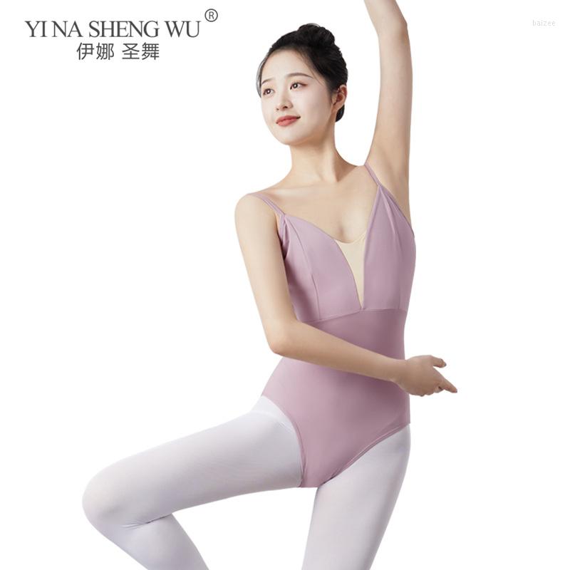 

Stage Wear Ballet Dance Leotards Exercise Clothes Purple Sexy U-shaped Back Sleeveless Adult Gymnastics Tights Yoga Performance Clothing