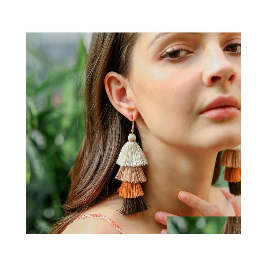 

Dangle Chandelier Bohemian 4 Layered Fringed Luxury Ethnic Statement Tassel Earrings Boho Fashion Jewelry For Women Long Drop Deliv Oto2H