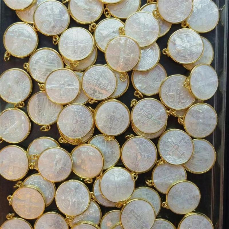 

Pendant Necklaces 20pcs Wholesale Mother Of Pearl San Benito Shell Gold Color Size 22mm Jewelry