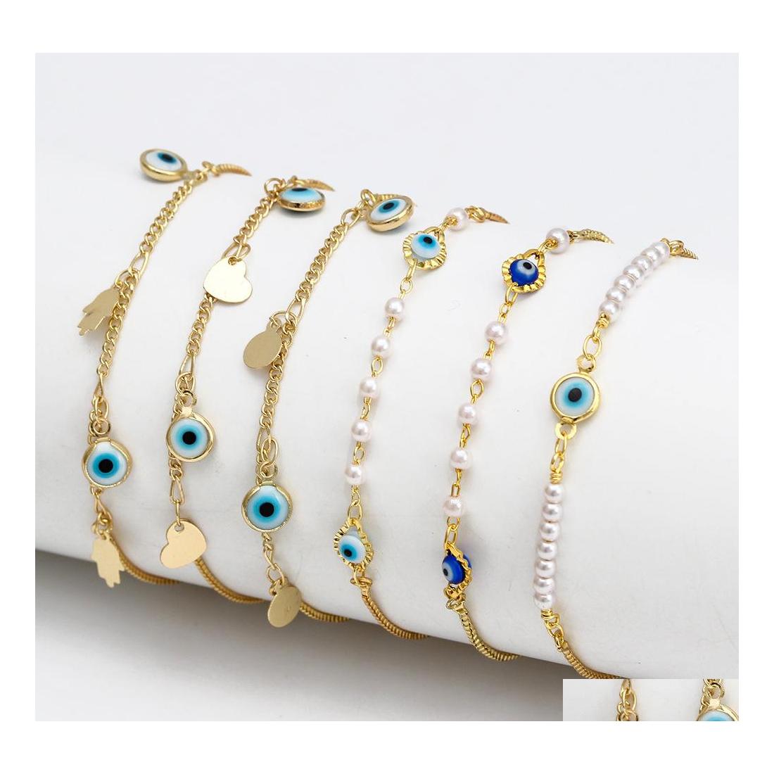 

Charm Bracelets Fashion Jewelry Evil Eye Pendant Bracelet Faux Pearl Beaded Blue Eyes Adjustale Drop Delivery Dhslb