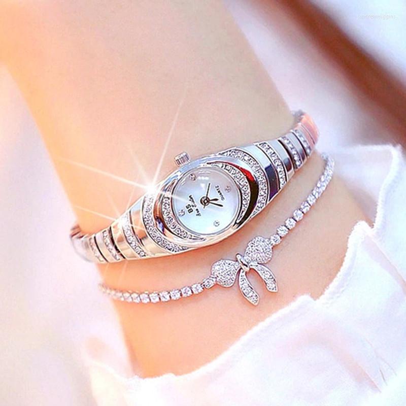 

Wristwatches 2023 Bling Bracelet Women Watch Casual Dress AB Brilliant Light Luxury Ladies Female Clock, 1540 silver