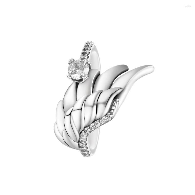 

Cluster Rings CKK Sparkling Angel Wing For Women 925 Sterling Silver Jewelry Party Wedding Anillos Mujer Anel
