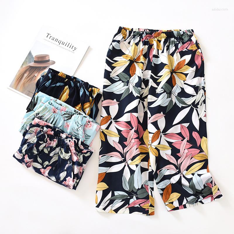 

Women's Sleepwear Women's Cotton Pajamas Spring And Summer Multicolor Cropped Pants Thin Section Home Shorts Mosquito La