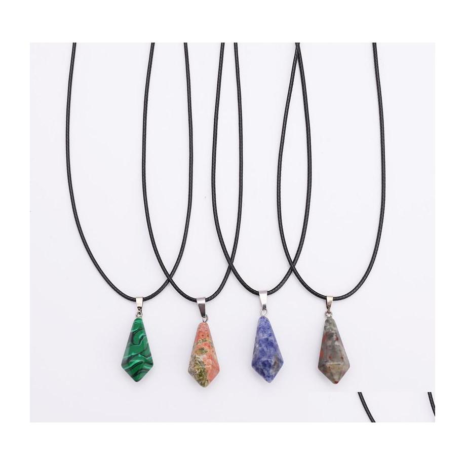 

Pendant Necklaces Europe And America Ins Wind Natural Stone Vertebral Necklace Sweater Chain Accessories Creative Crystal Jewelry Vi Dhckw
