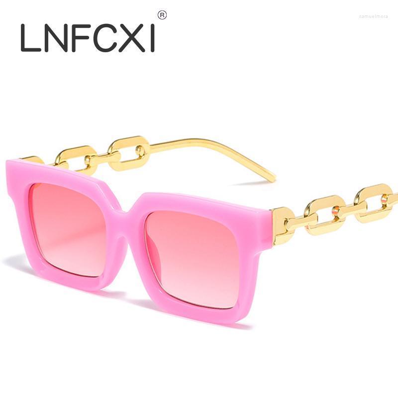 

Sunglasses Fashion Square Women 2023 Retro Unique Chain Legs Colorful Leopard Gradient Sun Glasses Men Shades UV400Sunglasses Samu22