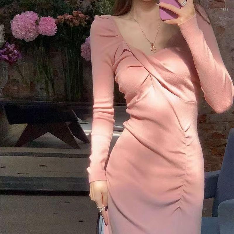 

Casual Dresses Harajuku Kawaii Dress Women Long Sleeve Autumn Spring Winter Grunge Aesthetic Coquette Korean Fashion Y2k Clothes, Pink