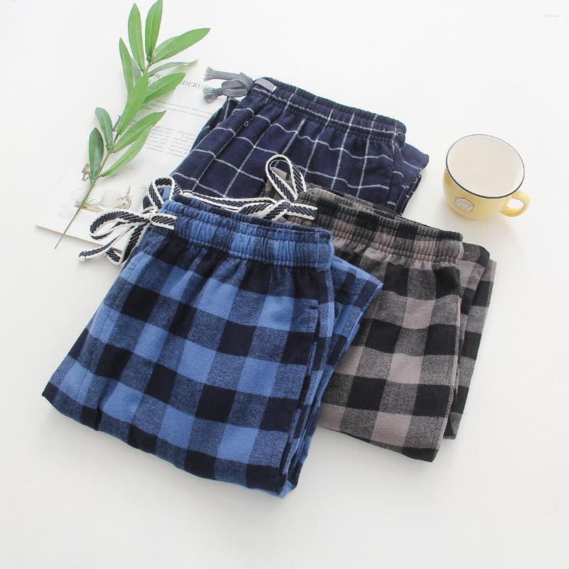 

Men' Sleepwear 2023 Spring Autumn Men Cotton Sleep Bottoms Male Plus Size Lounge Nightwear Trousers Casual Loose Plaid Home Pants
