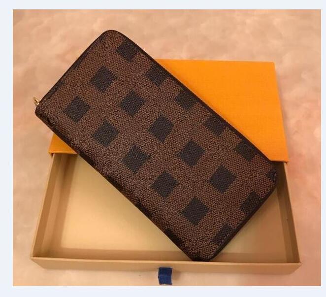 

Designer Luxury Leather rfid Wallet Men Women Long Purses money Bags Clutch Bags Double Zipper Pouch Coin Pockets 02, Brown flower