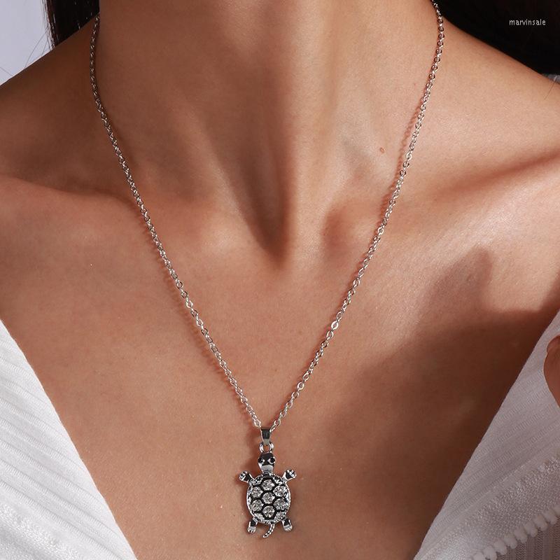 

Choker 2023 Vintage Silver Color Chain Crystal Cute Pendant Necklace Fashion Women Casual Trendy Clavicle Jewelry